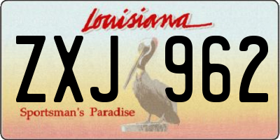 LA license plate ZXJ962