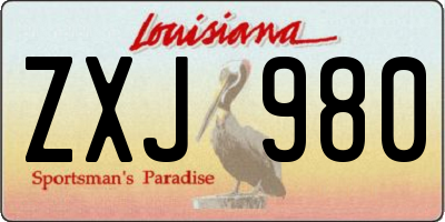 LA license plate ZXJ980