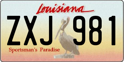 LA license plate ZXJ981