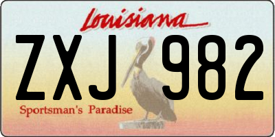 LA license plate ZXJ982