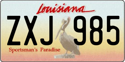 LA license plate ZXJ985