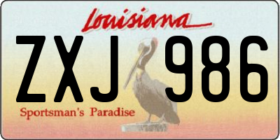 LA license plate ZXJ986