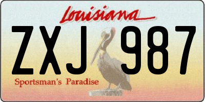 LA license plate ZXJ987