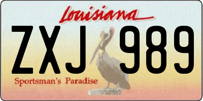 LA license plate ZXJ989