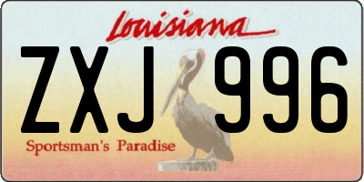 LA license plate ZXJ996