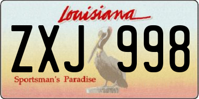LA license plate ZXJ998