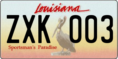 LA license plate ZXK003