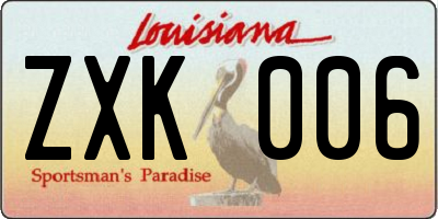 LA license plate ZXK006