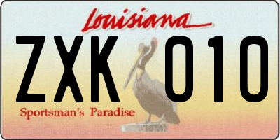 LA license plate ZXK010
