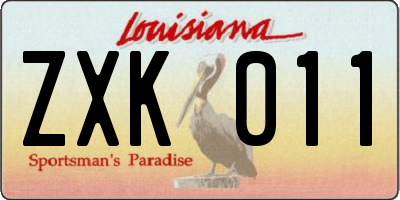 LA license plate ZXK011