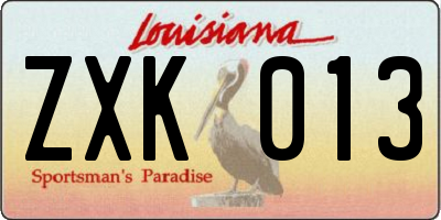 LA license plate ZXK013