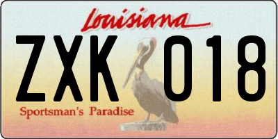 LA license plate ZXK018