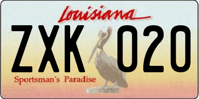 LA license plate ZXK020