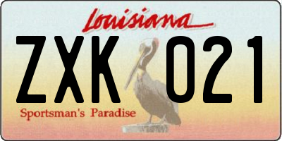 LA license plate ZXK021