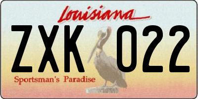 LA license plate ZXK022