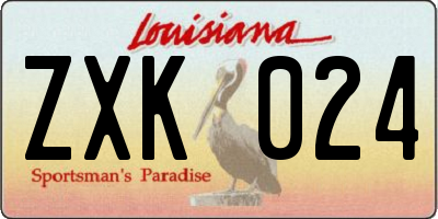 LA license plate ZXK024