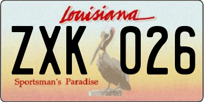 LA license plate ZXK026