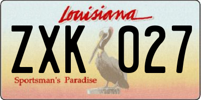 LA license plate ZXK027