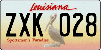 LA license plate ZXK028