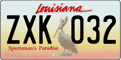 LA license plate ZXK032
