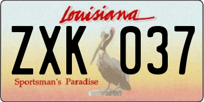 LA license plate ZXK037