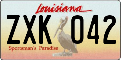 LA license plate ZXK042