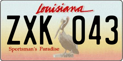 LA license plate ZXK043