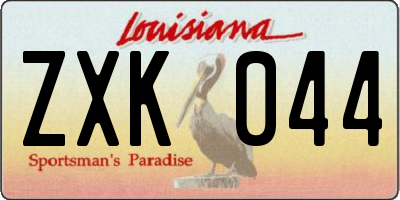 LA license plate ZXK044