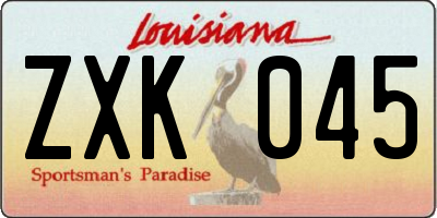 LA license plate ZXK045