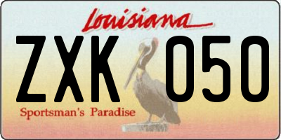 LA license plate ZXK050