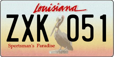 LA license plate ZXK051