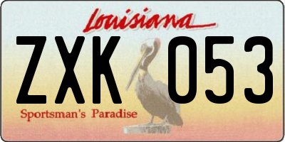 LA license plate ZXK053