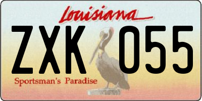 LA license plate ZXK055
