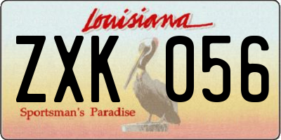 LA license plate ZXK056