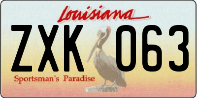 LA license plate ZXK063