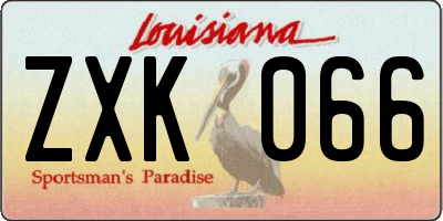 LA license plate ZXK066