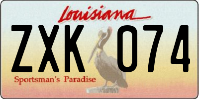 LA license plate ZXK074