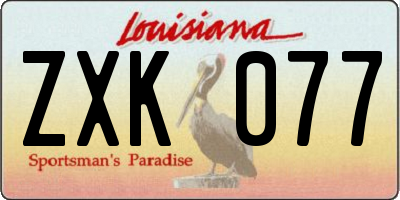 LA license plate ZXK077