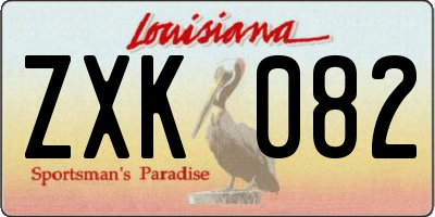 LA license plate ZXK082