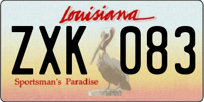 LA license plate ZXK083