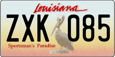 LA license plate ZXK085