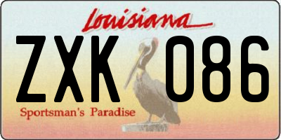 LA license plate ZXK086