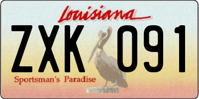 LA license plate ZXK091