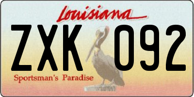 LA license plate ZXK092