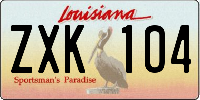 LA license plate ZXK104