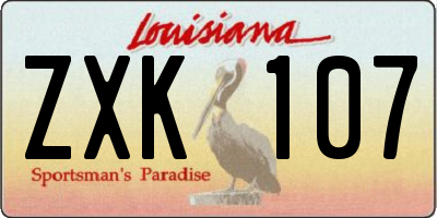 LA license plate ZXK107