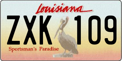 LA license plate ZXK109