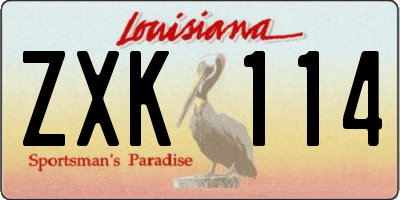 LA license plate ZXK114