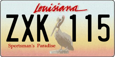 LA license plate ZXK115