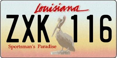 LA license plate ZXK116